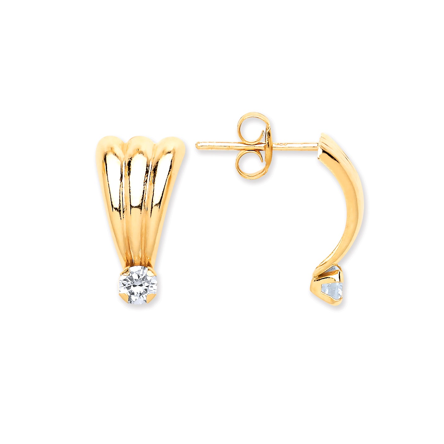 9ct Yellow Gold Cz Stud Earrings