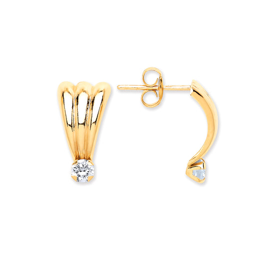 9ct Yellow Gold Cz Stud Earrings